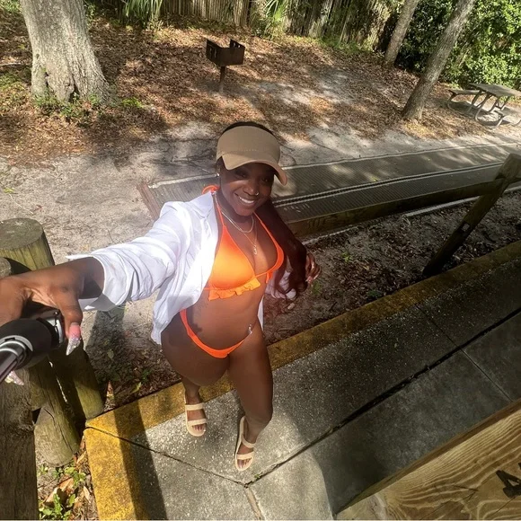 Ribbed Halter Triangle Bikini Swimsuit ✨🟧 - Picture 2 of 5